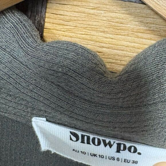 Showpo Olive Green Shirt Dress Size 6 - Picture 5 of 6
